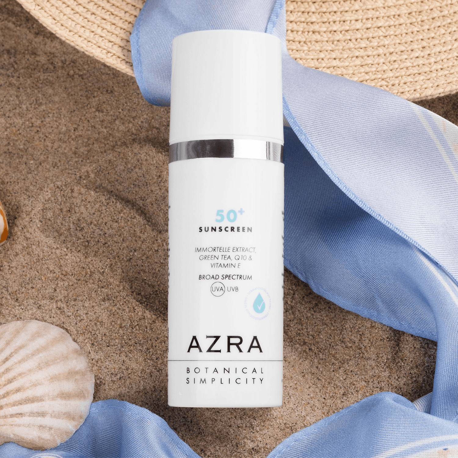 Sunscreen SPF50+ Immortelle, Green tea, Vitamin E & Q10 Antiaging Moisturizer