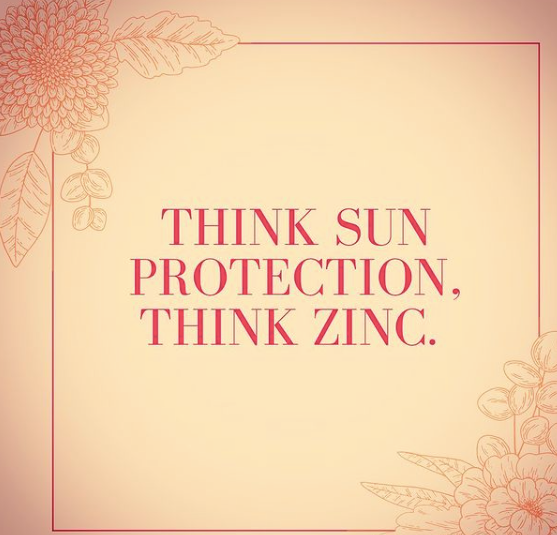 ¡Piense en protección solar, piense en zinc! 