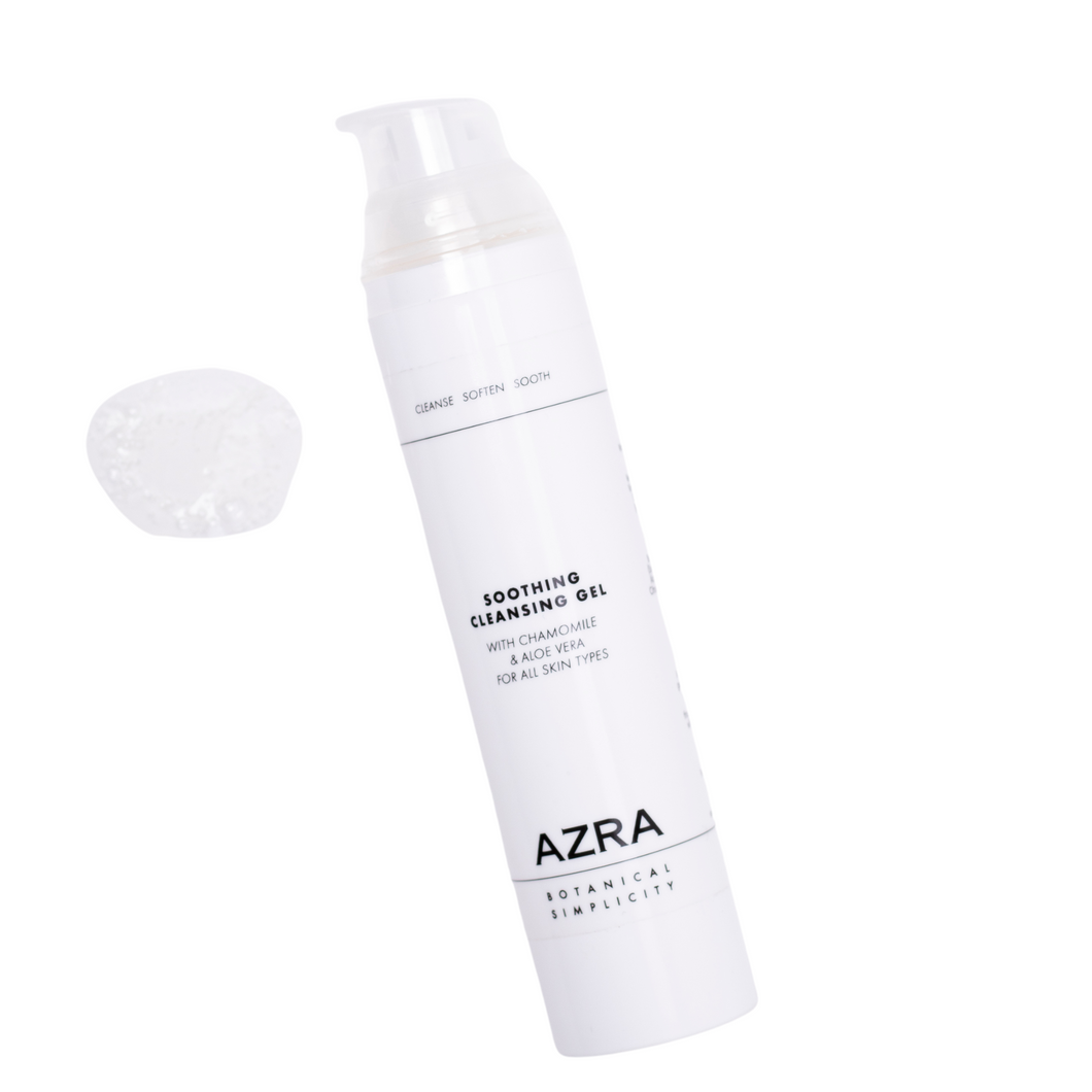 AZRA Botanical Simplicity SOOTHING CLEANSING GEL with Aloe Vera, Chamomile and Grape Seed Oil, ideal for all skin types.